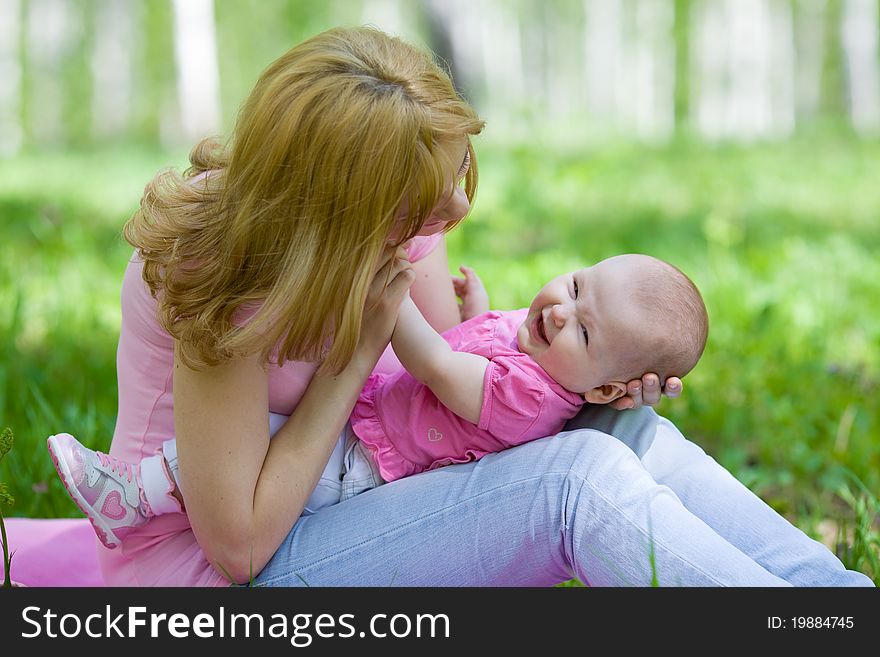 Mother And Daughter In Birch Spring Park