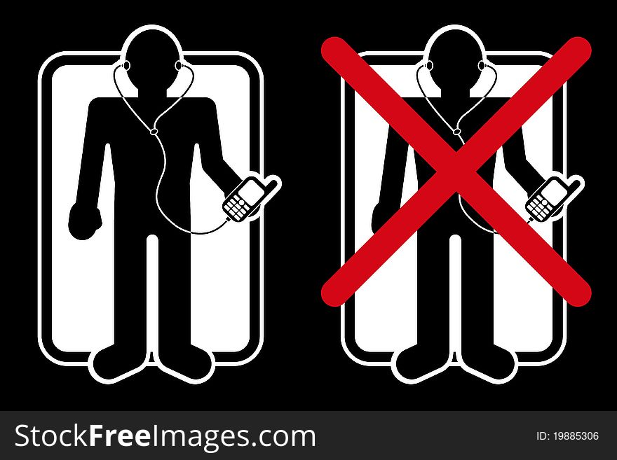 Sign permitting or forgiving the use of headphones or listening music by mobile devices. Sign permitting or forgiving the use of headphones or listening music by mobile devices