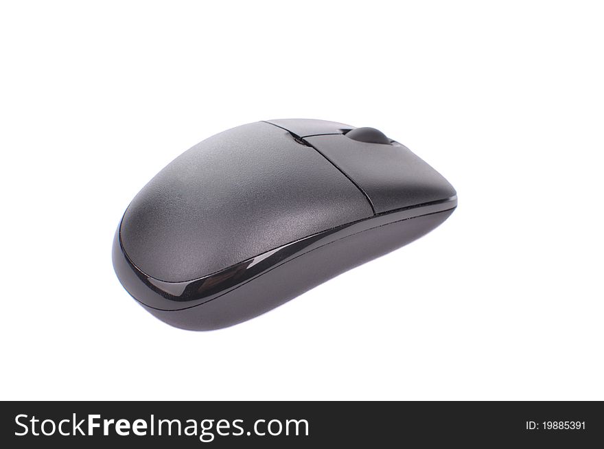 Black Wireless Computer Mouse Isolated On White