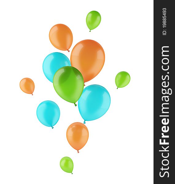 Group of colors balloons isolated on white background