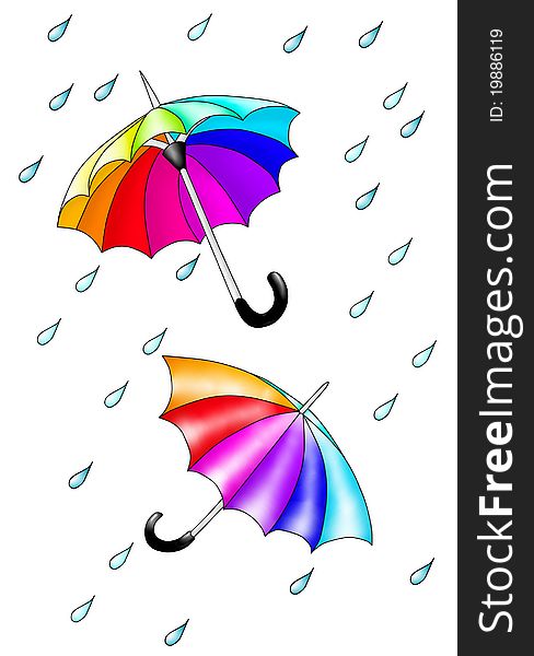 Colored umbrellas and drops of rain. Colored umbrellas and drops of rain.