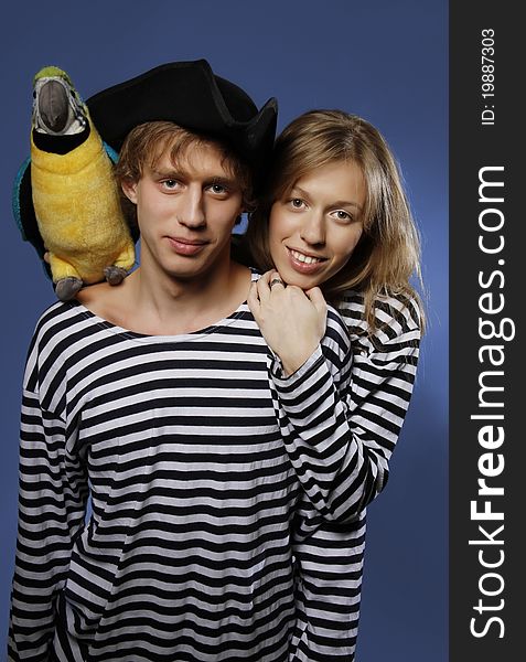 Couple Of Sailors With Parrot