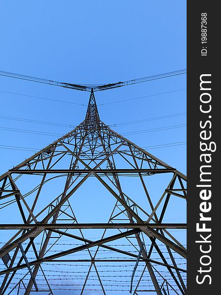 Symmetrical image of an electricity pylon. Symmetrical image of an electricity pylon