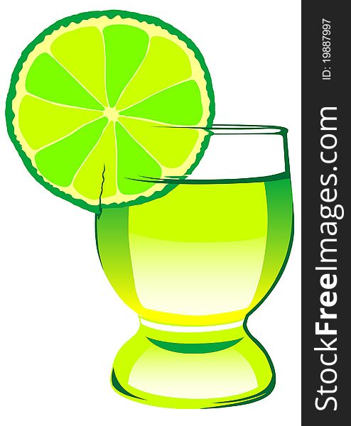 Vector drawing of a glass cup with tequila. Vector drawing of a glass cup with tequila