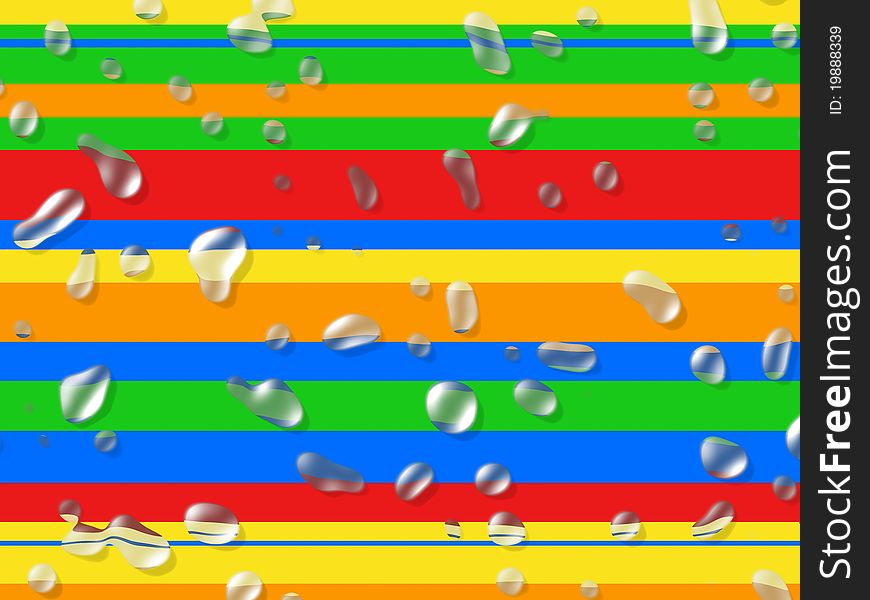 Water droplets on colorful background