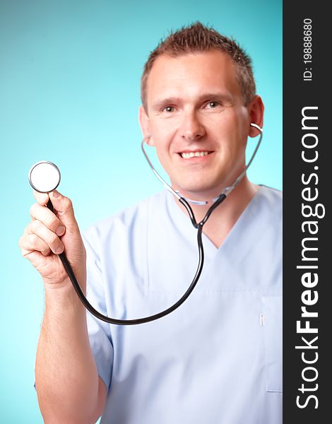 Smiling medical doctor with stethoscope. Smiling medical doctor with stethoscope.