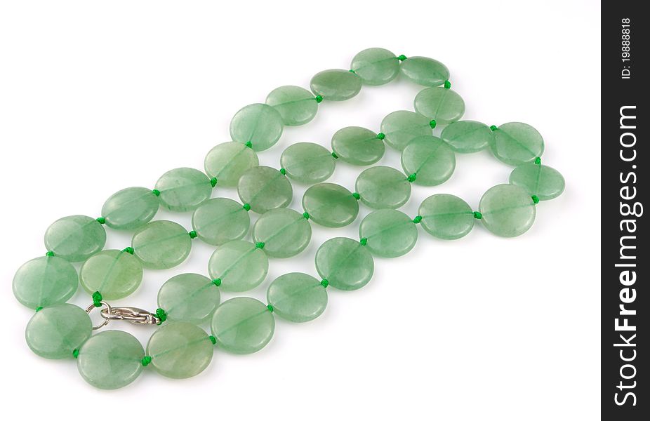 Nephrite necklace isolated on a white background