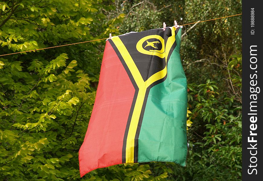 Flag of Vanuatu hanging on the rope