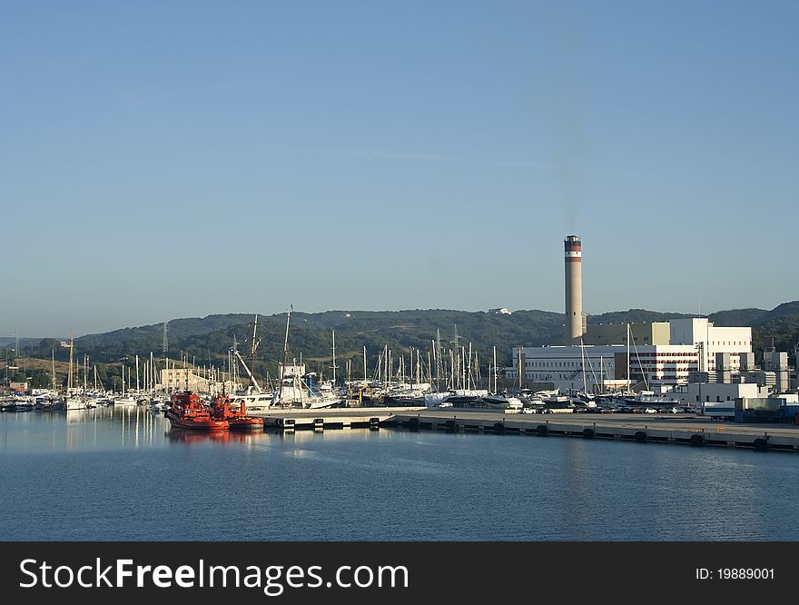 Industrial port in Minorca island