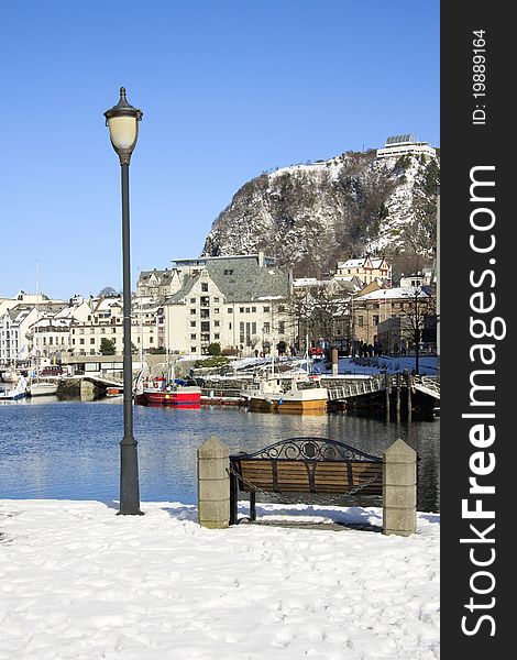 The very picturesque harbour area of Alesund, Norway. The very picturesque harbour area of Alesund, Norway