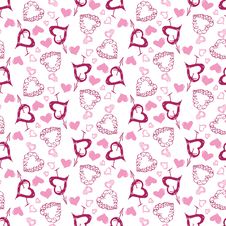 Seamless Vector Background With Hand-drawn Hearts Stock Photos Seamless Vector Background With Hand-drawn Hearts Stock Photos