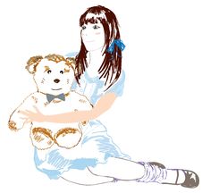 Girl And Teddy Bear Royalty Free Stock Photography Girl And Teddy Bear Royalty Free Stock Photography