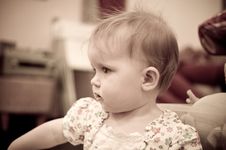 Little Baby Girl Playing In Room Stock Photos Little Baby Girl Playing In Room Stock Photos