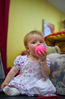 Little Baby Girl Playing In  Room Stock Images