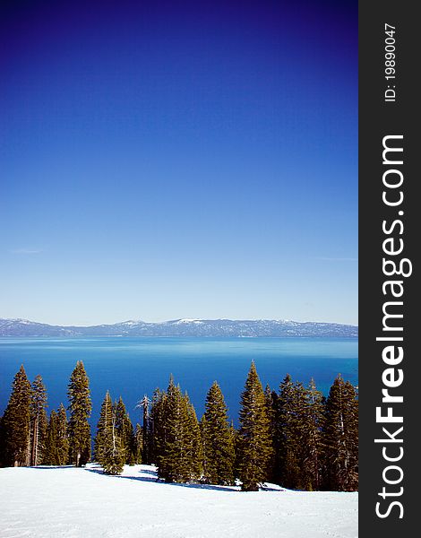 A winter landscape in Lake Tahoe