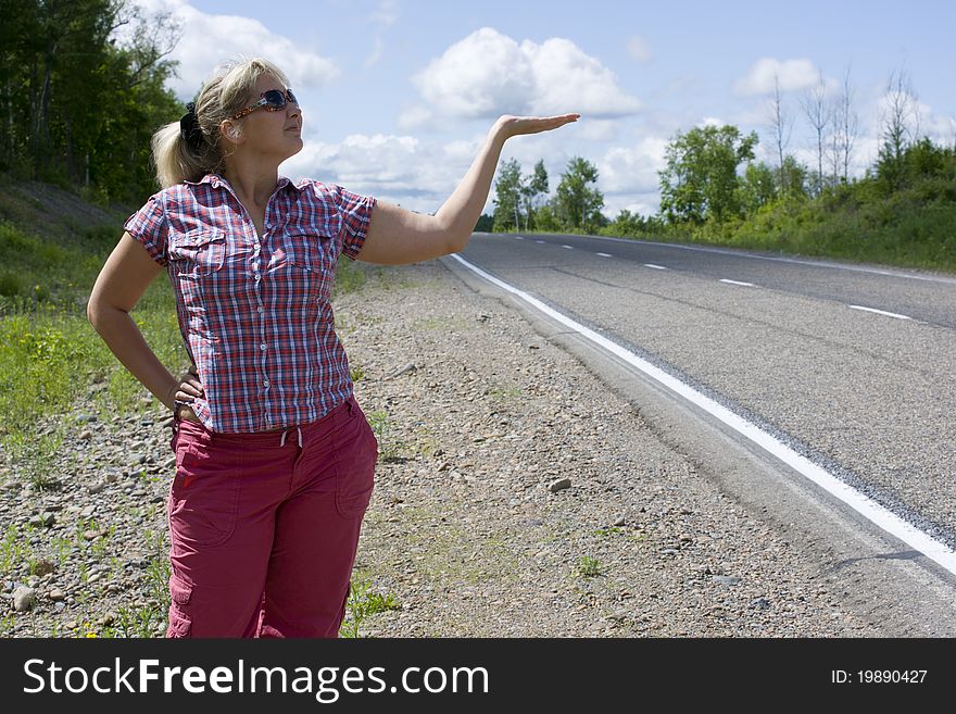 A woman near the road