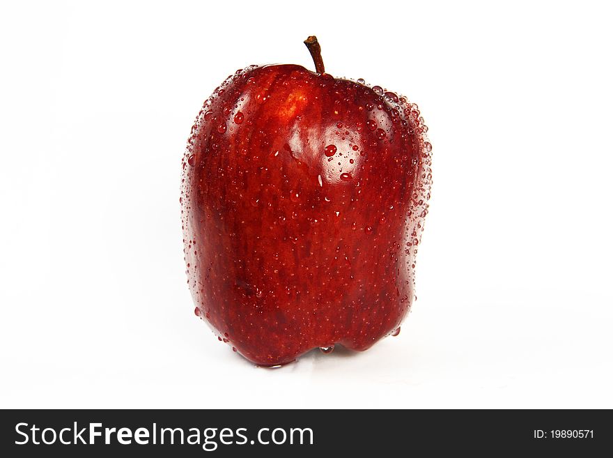 Red apple with water drops on it. Red apple with water drops on it