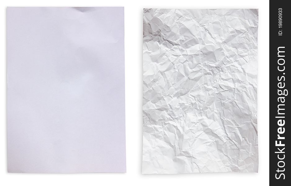 White paper and  wrinkled white paper for background