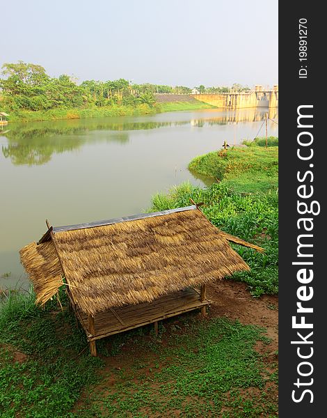 Bamboo hut on riverside