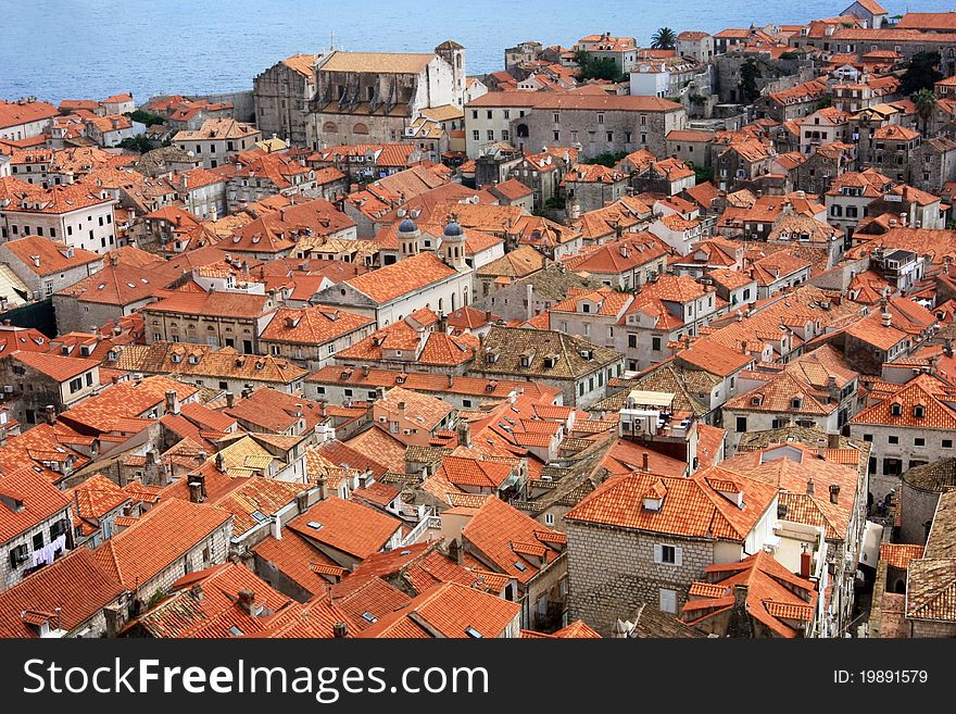 Dubrovnik old own with its colorful rooftops. Dubrovnik old own with its colorful rooftops