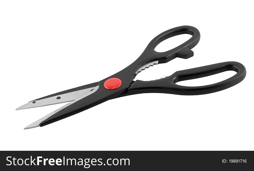 Kitchen scissors isolated on the white background