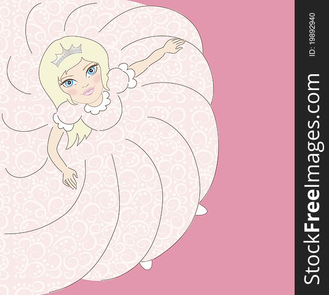 Background with illustration of beautiful little girl spinning in dance and place for your text. Background with illustration of beautiful little girl spinning in dance and place for your text