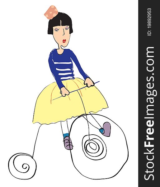 Funny girl cycling