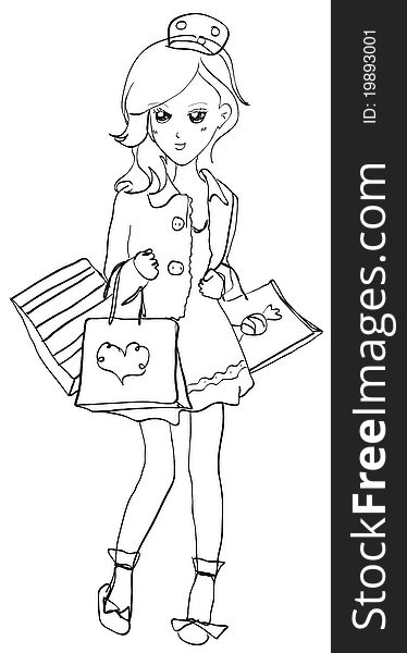 Girl With Shopping Bags