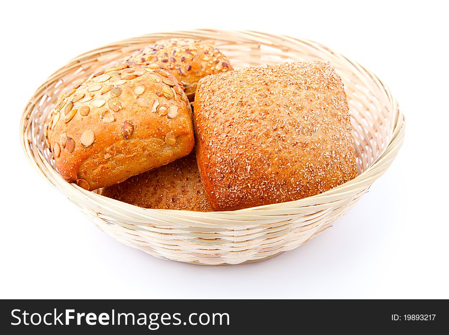 Tasty baked with sesame, isolated on a white background