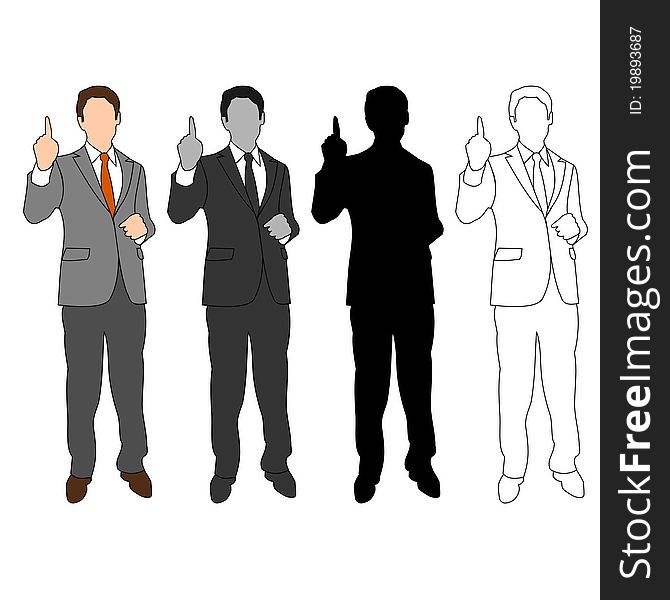 Set of business man illustrations in four different styles. Set of business man illustrations in four different styles