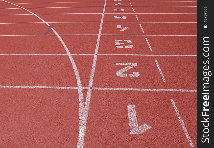 The ending point of running track in stadium. The ending point of running track in stadium