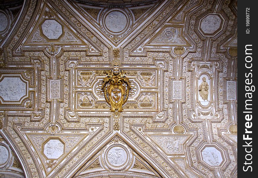 Ceiling of St. Peters Cathedral in Rome, Italy. Ceiling of St. Peters Cathedral in Rome, Italy