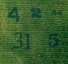 Dark Green Puzzle Pattern With Numbers Stock Photos
