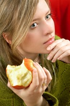 Girl With Apple Stock Photos Girl With Apple Stock Photos