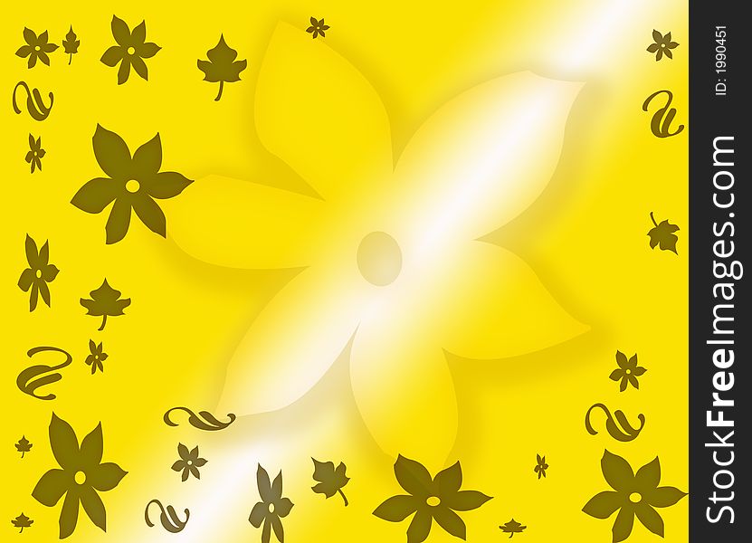 Yellow floral background with gradient light