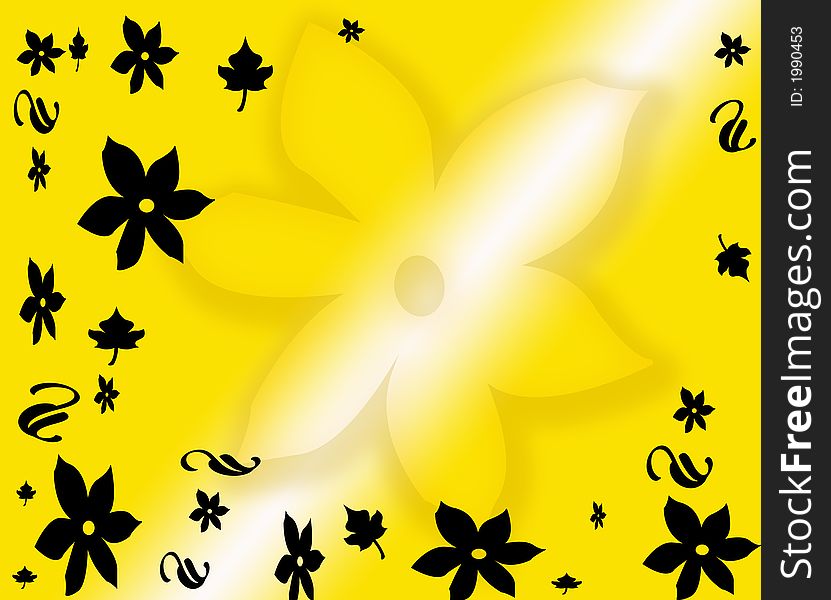 Abstract yellow gradient floral background