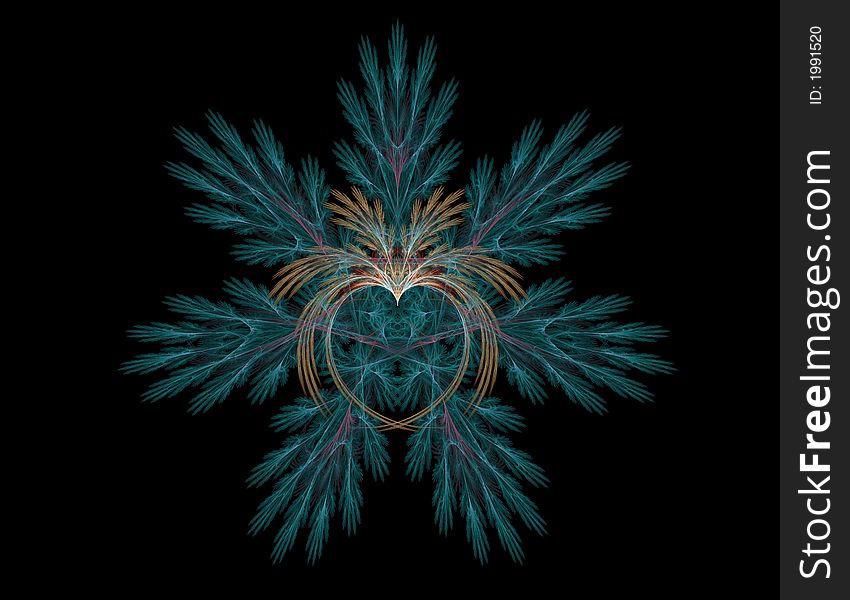 Exotic Heart abstract surrounded by attractive arrangement of feathers
