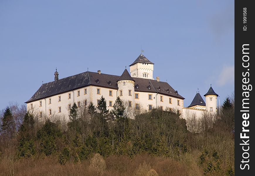 White Bavarian castle in the sun