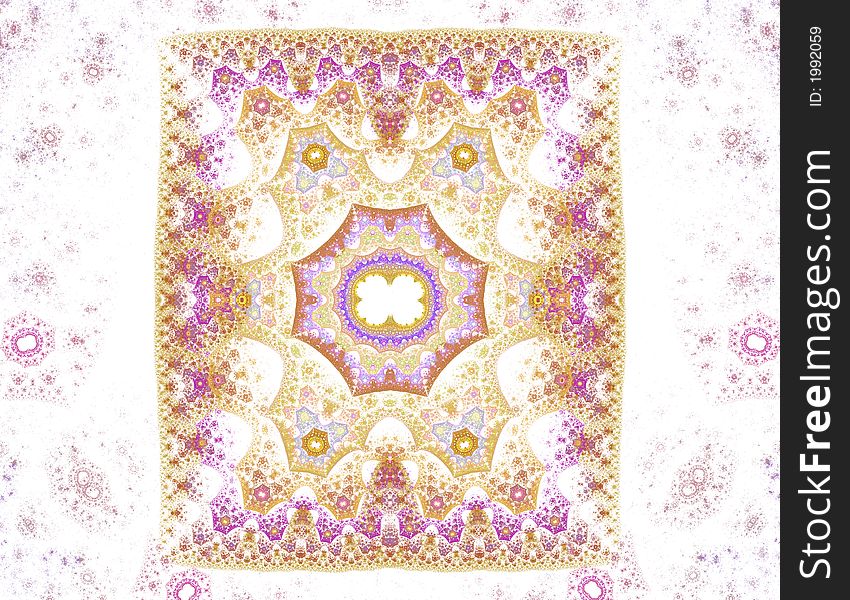 Sponge technique illustration of a antique carpet-like pattern