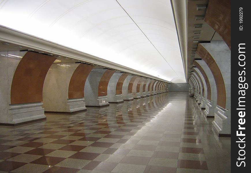 Central hall of a modern subway station