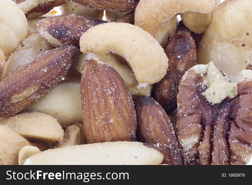 Group of mixed nuts close up. Group of mixed nuts close up