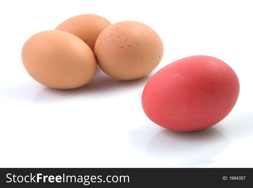 Red Egg with a bunch of eggs