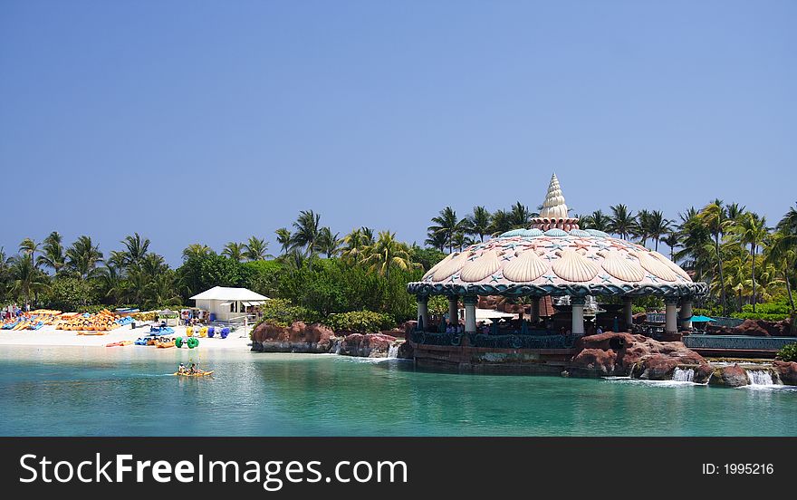 Panorama of a tropical lagoon and resort. Panorama of a tropical lagoon and resort