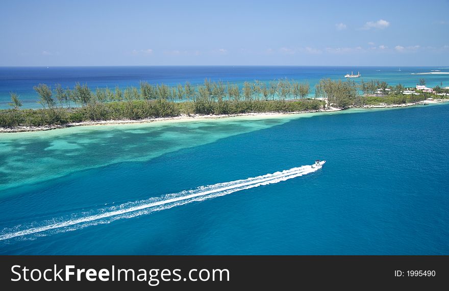 Beautiful blue caribbean bay with a small island. Beautiful blue caribbean bay with a small island