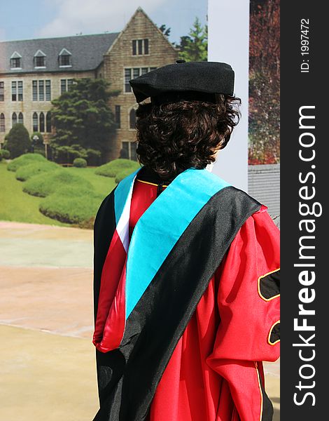 Asian university student in gowns on graduation day. Asian university student in gowns on graduation day