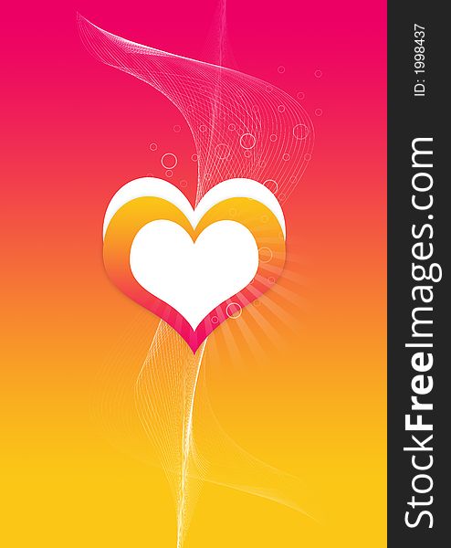 Abstract color gradient background with heart in the middle.