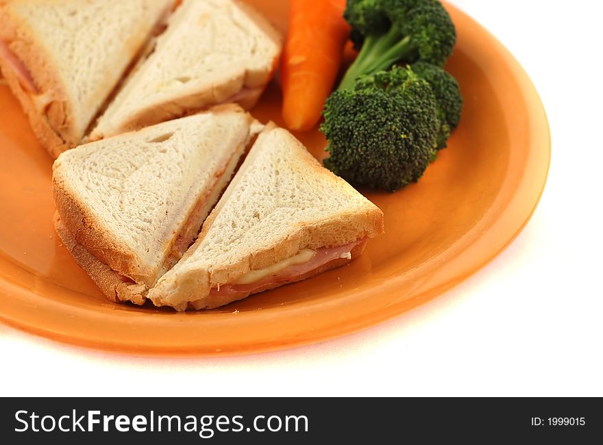 Isolated healthy sandwich with vegetables.