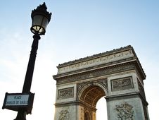 Triumphal Arch With Lamppost , Paris France Royalty Free Stock Photo Triumphal Arch With Lamppost , Paris France Royalty Free Stock Photo