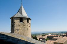 Ancient Watchtower Of Carcassonne Chateau Stock Photography