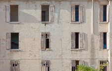 Facade Of An Old Ruined House Stock Images